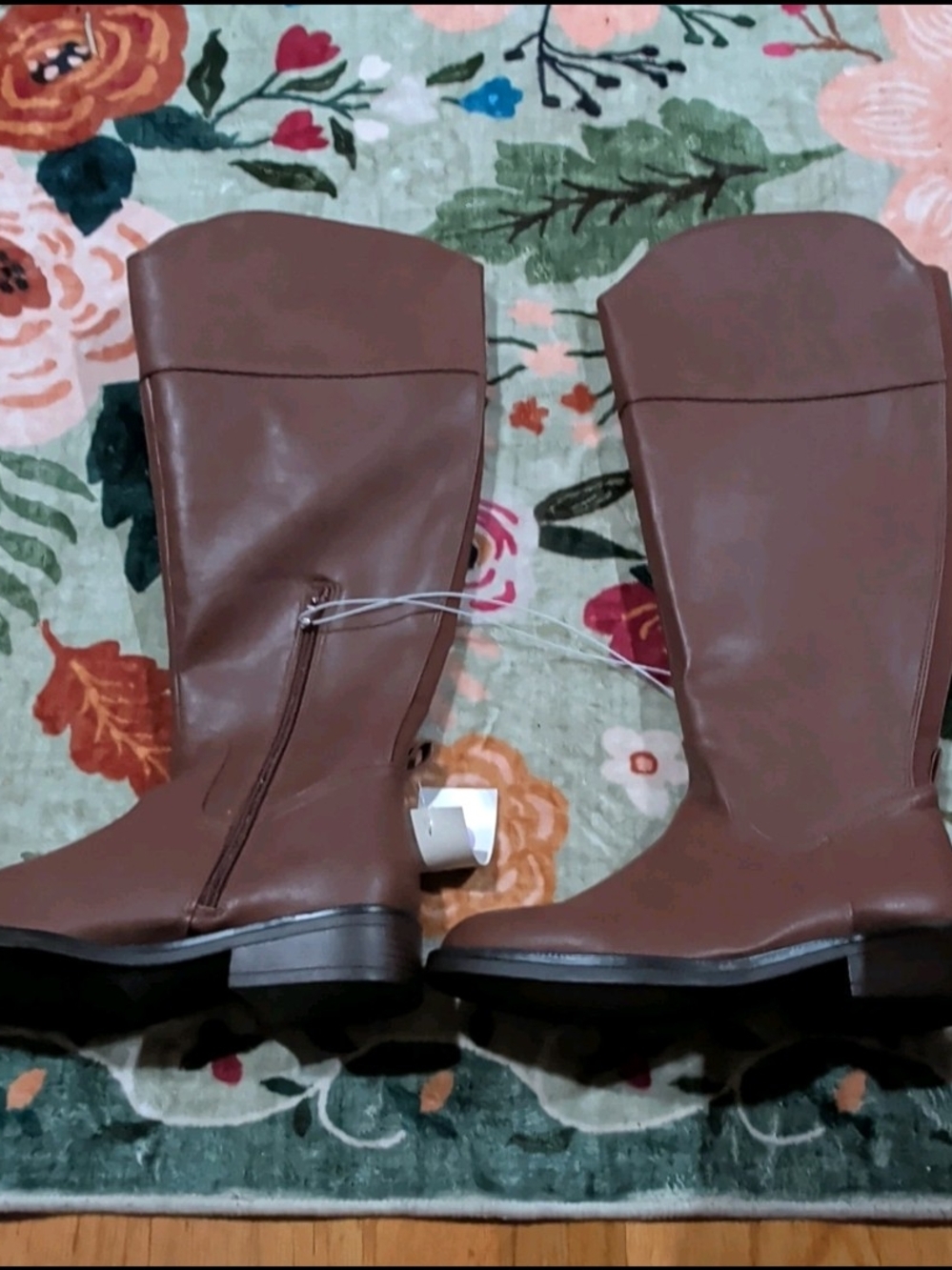 A New Day Women's Brown Knee High Boots Inner Zip 6.5WC Wide Calf Shoes